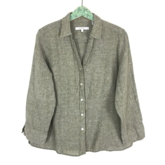 Foxcroft Tops - Foxcroft Button Down Shirt Top Green Large